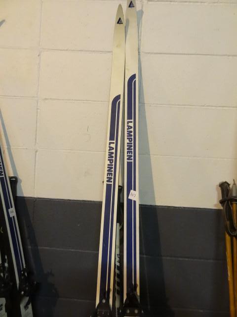 lot 107 image: Pair of Lampinen cross country skis...