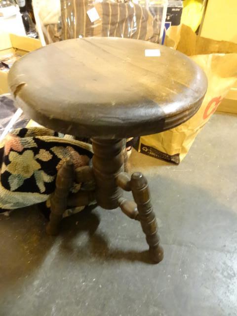 lot 126 image: Vintage wood piano stool. Top needs...