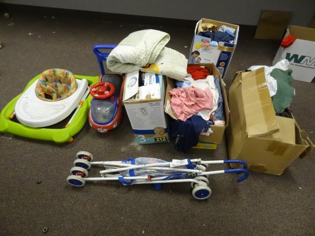 lot 60 image: Large box of baby clothes. Toys. St...