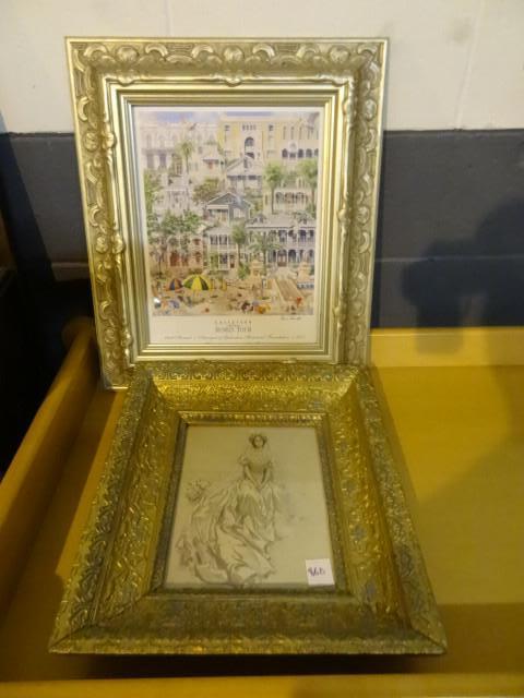 lot 86B image: 2 picture frames with prints...