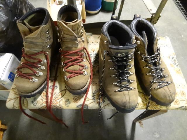 lot 87 image: 2 pair of hiking boots. 8 12 M and...