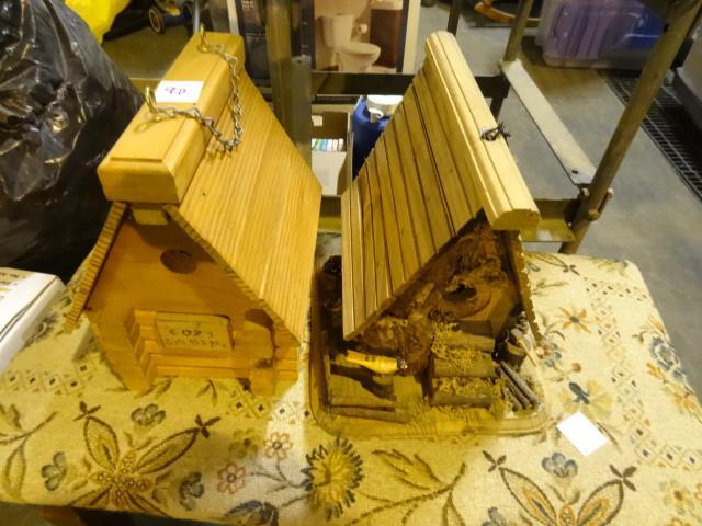 lot 90 image: 2 decorative wood bird houses...