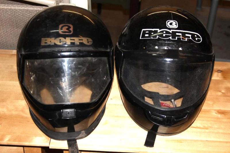 Lot of (2) Snowmobiling Helmets, Bl...