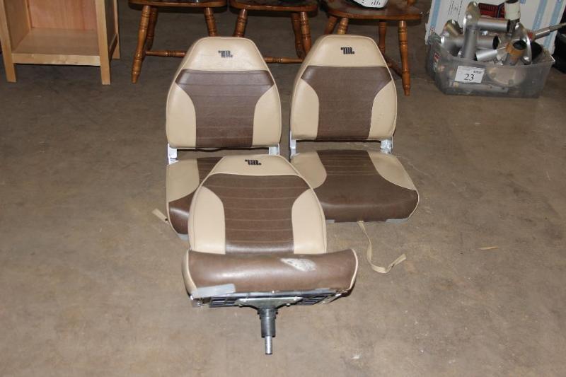 Lot of (3) Boat Seats, (1) with Att...