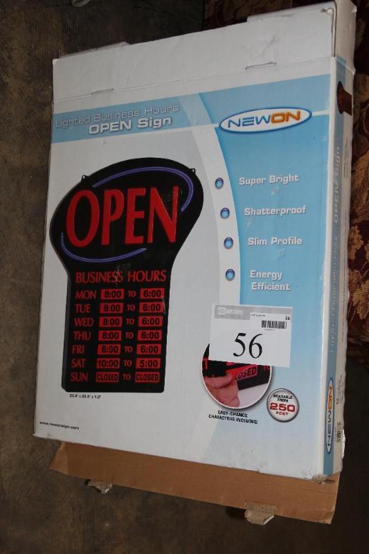 New On, Lighted Business Hours Open...