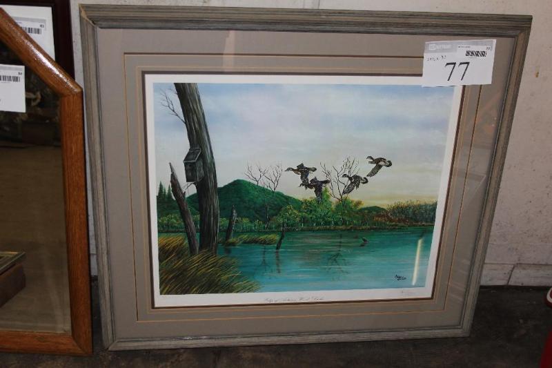 Duck and Lake Painting, 33&quot L ...
