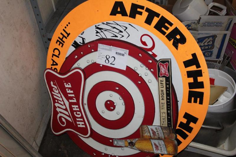 Lot of (2) Metal Bar Signs, (1) Mil...