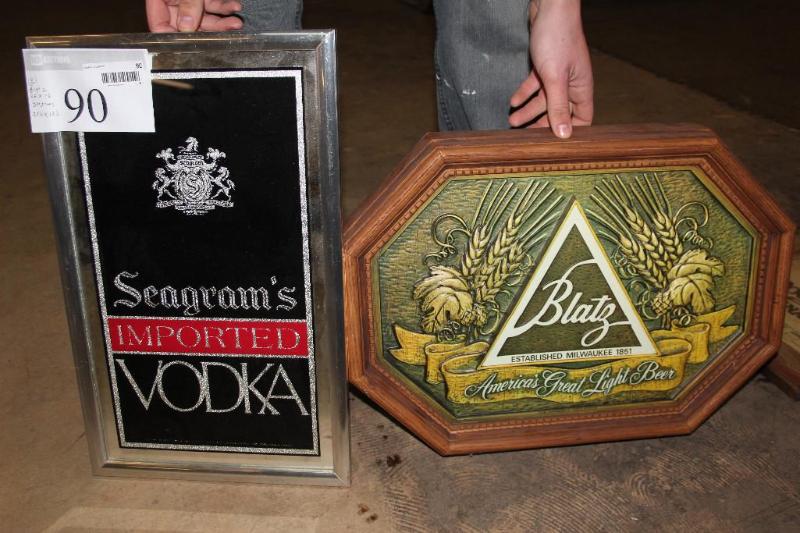 Lot of (2) Signs, (1) Seagrams, Imp...
