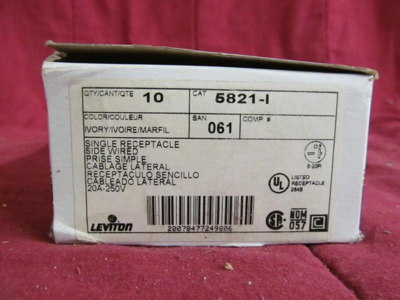 lot 100 image: Leviton 10 Single Receptacle...