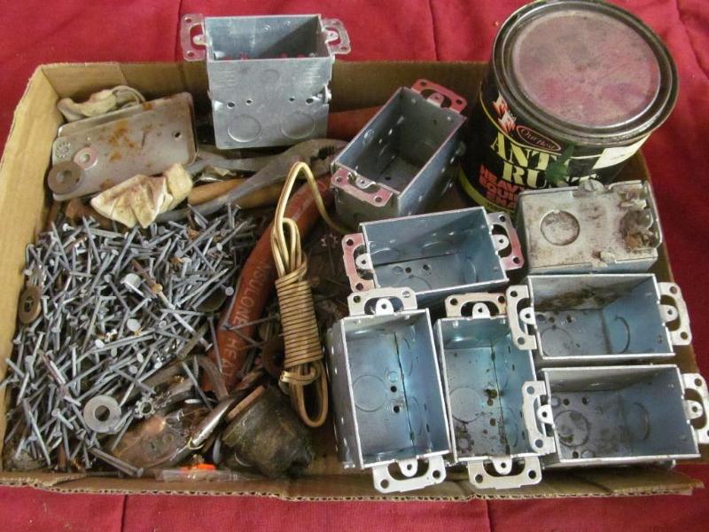 lot 174 image: Electrical Boxes, nails, paint, etc...