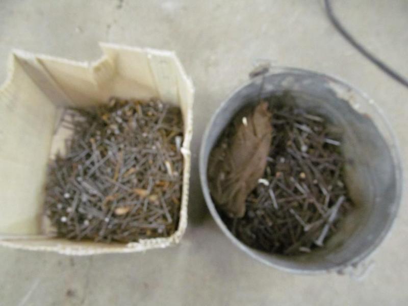 lot 222 image: Box and Bucket Full of Nails...