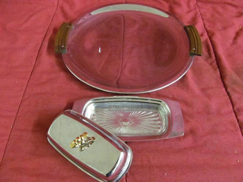 lot 37 image: Kromex covered butter dish made in ...