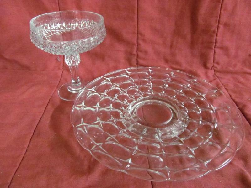 lot 39 image: Clear Plate and Stemmed Candy Dish...
