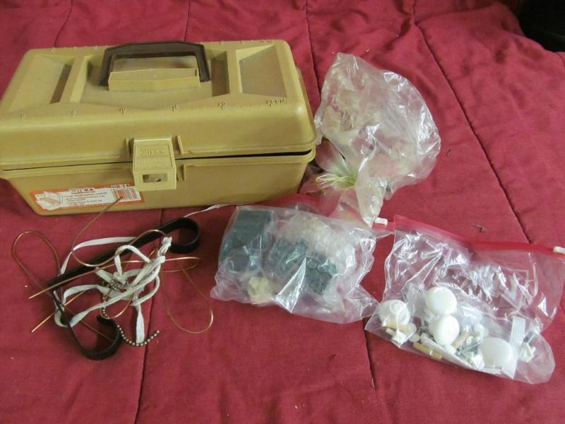 lot 89 image: Tackle Box, Door Knobs, Wire, etc....