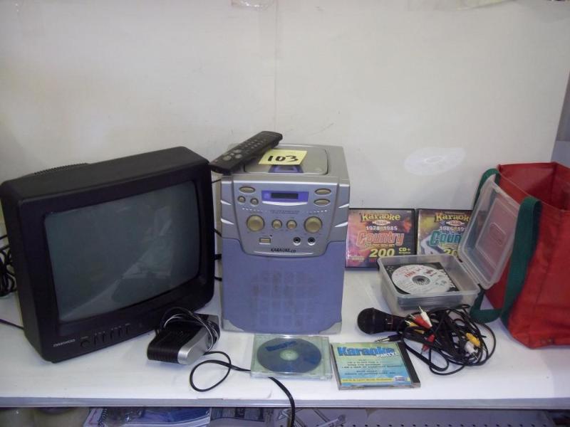 lot 103 image: Karoke Machine   Includes 13" ...