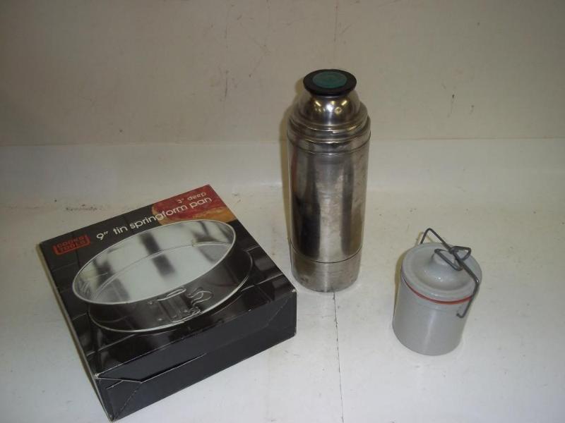 lot 276 image: Springfoam Pan 9", Thermos, Cr...