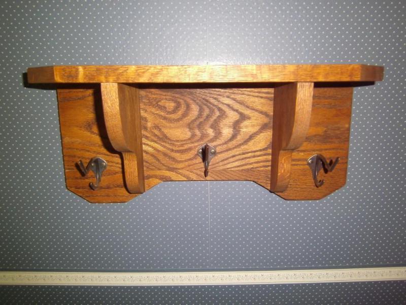 lot 80 image: Wood Shelf with Coat Hooks...