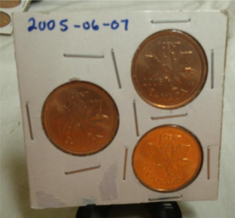 Set of 3 Canada Pennies 2005-06-07 ...