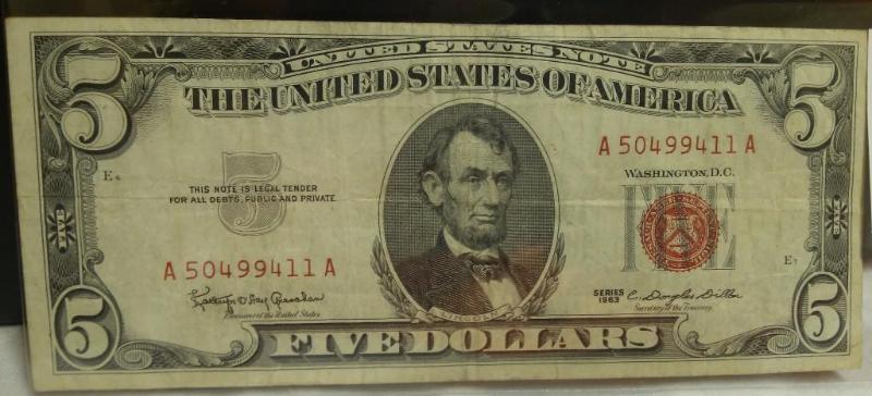 1963 Five Dollar Red Seal...