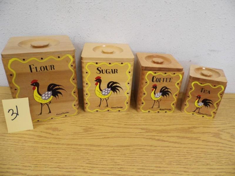Hand Painted Wooden Canister Set...