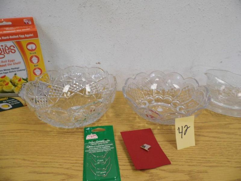 Glass Bowls, Gravy Boat with Plate,...