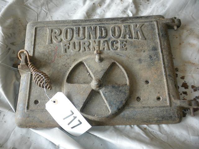 lot 16 image: Round Oak Furnace Wood Burner Door...
