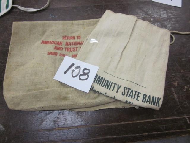 Pair of vintage bank money bags....