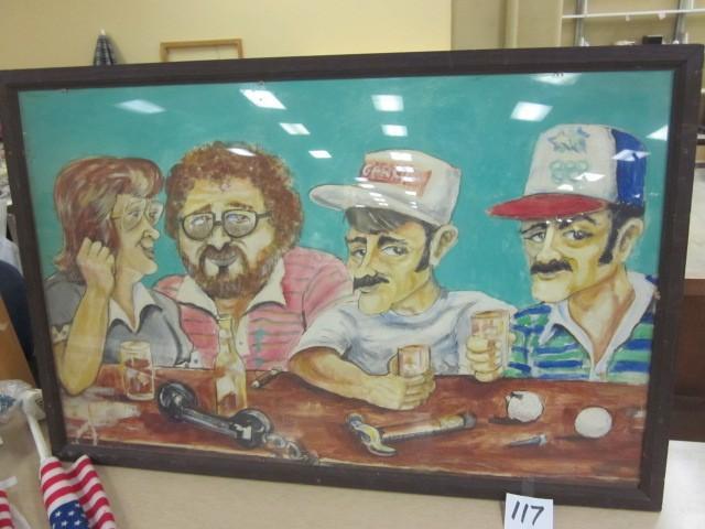 Large original chalk on board frame...