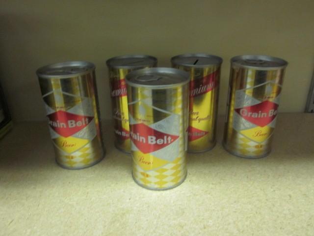 Lot of (5) empty Grain Belt Beer Ca...