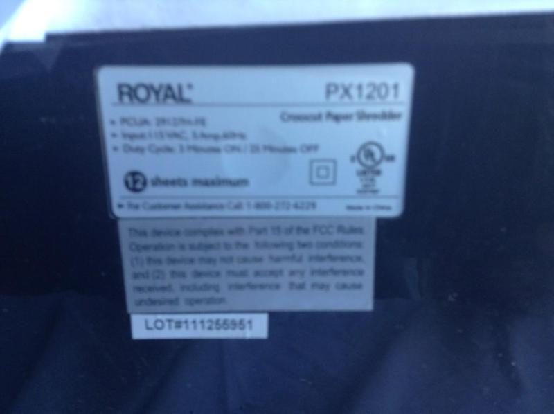 lot 103 image: Royal 1212X 12 page, document shred...