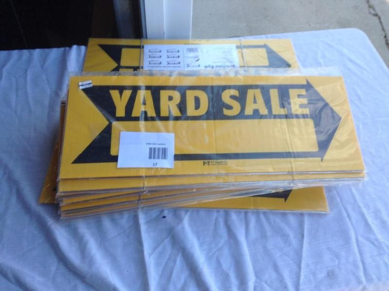 lot 17 image: New Yard Sale signs, includes the g...