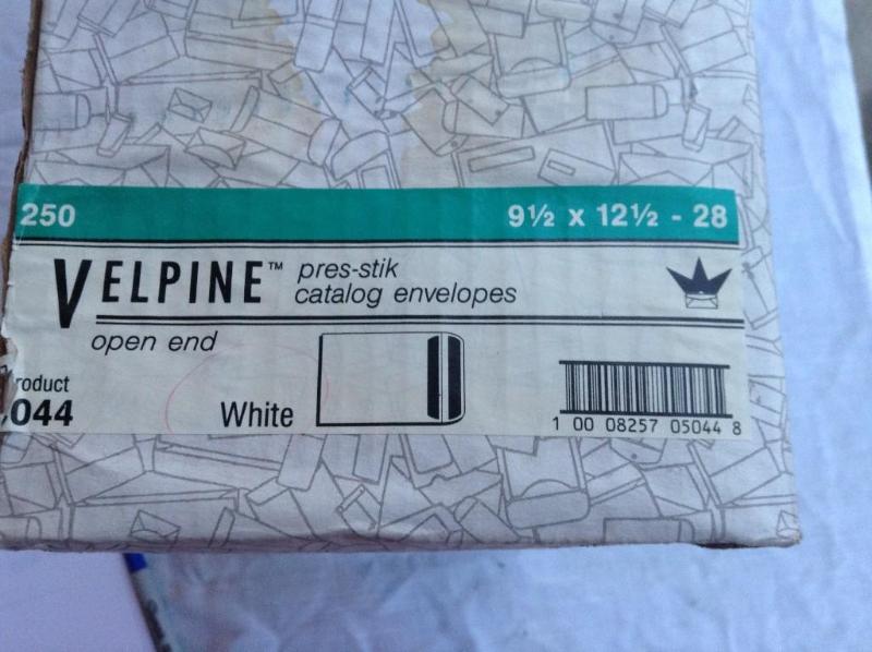 lot 34 image: Box of Velpine pres-stik envelopes,...