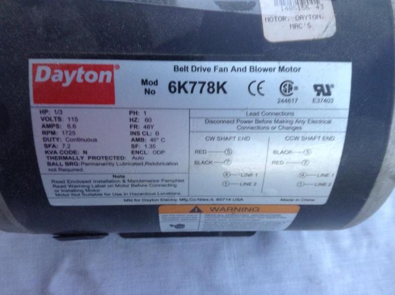 lot 44 image: Dayton Belt Drive Fan and Blower mo...
