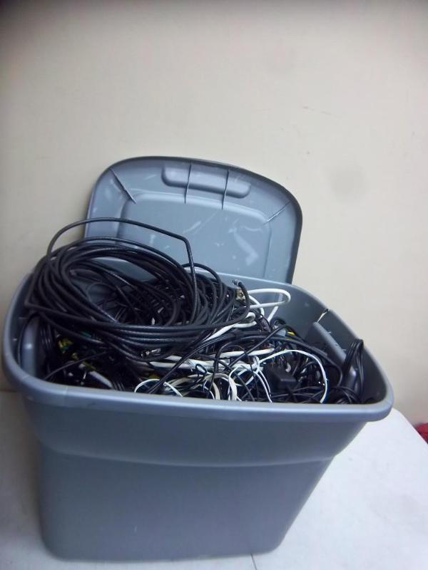 lot 113 image: Bin Of Cords And Wires...