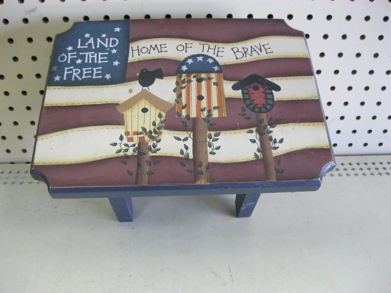 lot 141 image: Red White And Blue Decorative Stool...