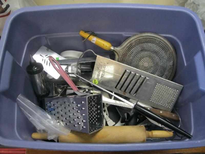 lot 161 image: Bin Of Kitchen Utensils...