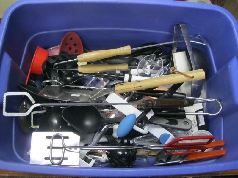 lot 162 image: Bin Of Kitchen Utensils ...