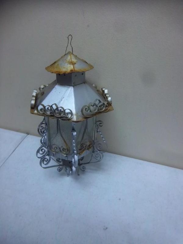 lot 23 image: Hanging Metal Lantern Some Rust...