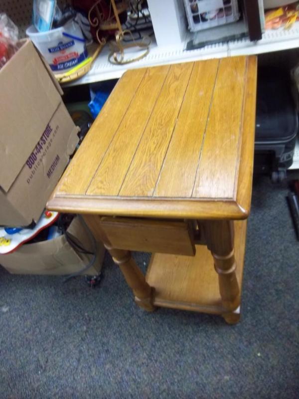lot 8 image: Wood End Table -Missing Pull...