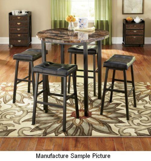 5 Piece Faux Marble Round Table and...