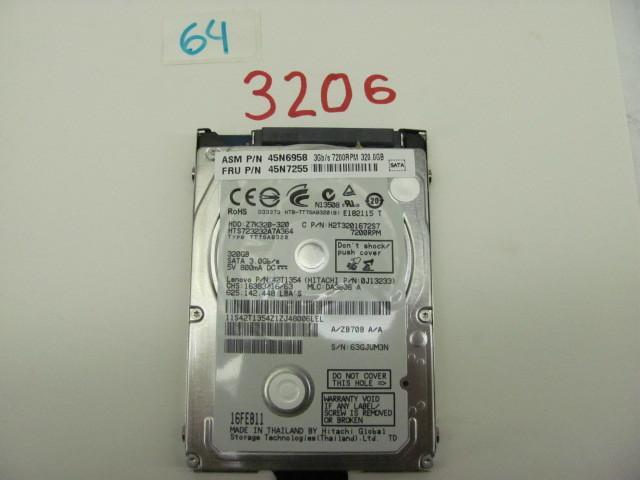 lot 64 image: Hitachi 320G 2.5" SATA hard dr...