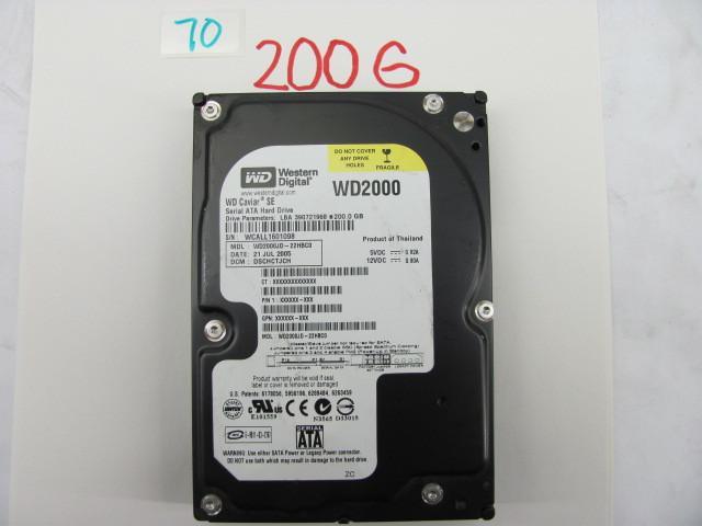 lot 70 image: Western digital 200G 3.5" SATA...