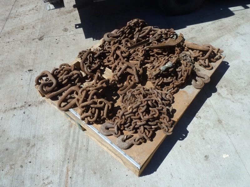 Pallet of chains and load binders ...