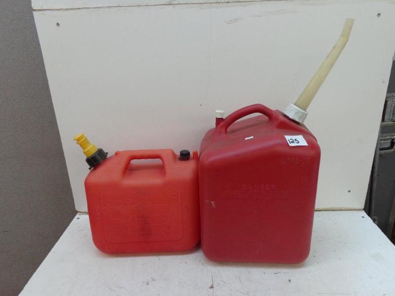 lot 125 image: Two Plastic Gas Cans (1) 5 Gallon J...