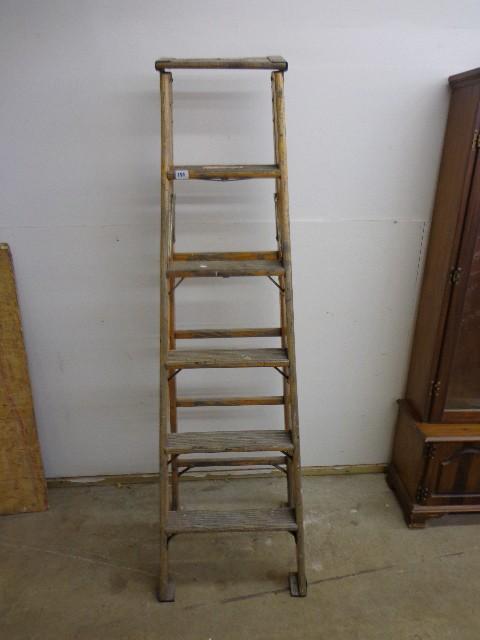 lot 180 image: Step Ladder 6 Foot A Frame Wooden S...