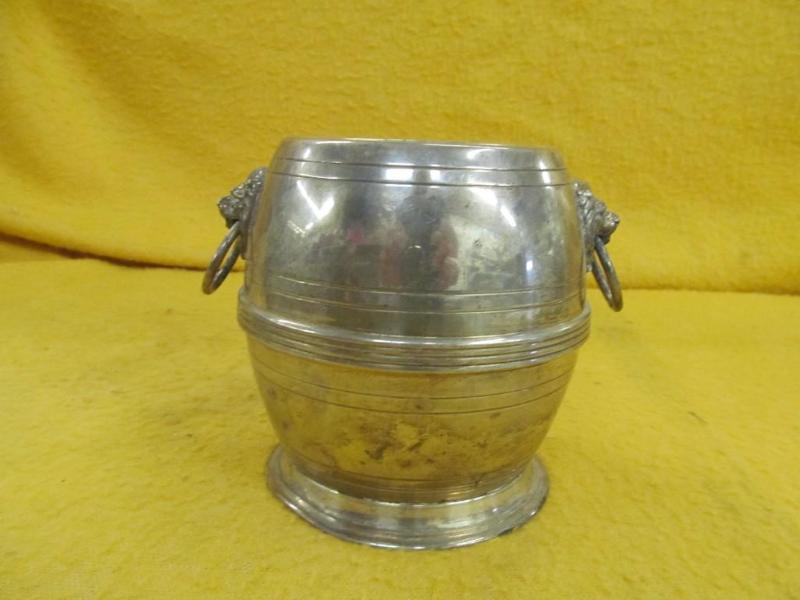 Silver Bucket with Lion Head Handle...