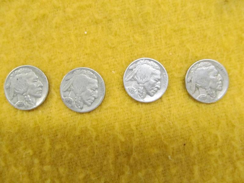 Set of 4 Buffalo Nickels 1935, 1936...