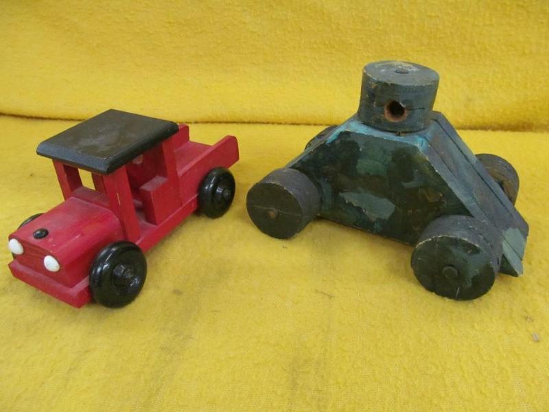 (2) 8&quot Wood Toys - Truck and T...