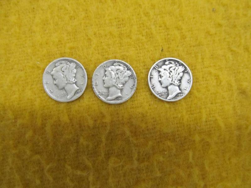 Set of Mercury Dimes 1944-P-D-S VG...