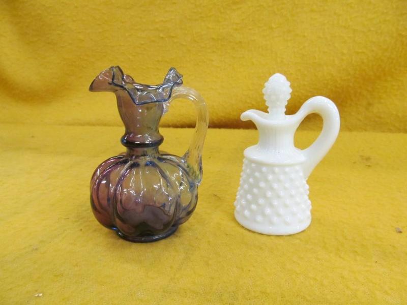 2 Pieces of Glassware, White and Pu...